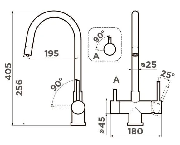Смеситель для кухни Omoikiri Akita нержавеющая сталь 4994086 (детальная фотография), для кухни