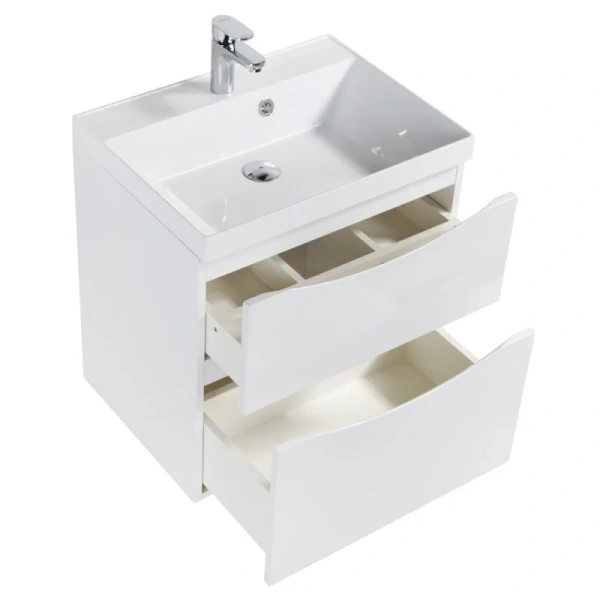 Тумба под раковину подвесная BelBagno Marino 90 см bianco lucido MARINO-H60-900-2C-SO-BL-P (детальная фотография), современная, hi-tech