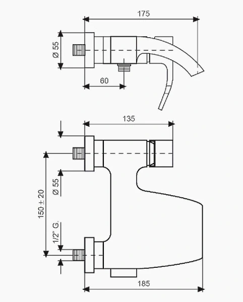 Смеситель для ванны хром Emmevi Niagara 74001/CR (детальная фотография), для ванны