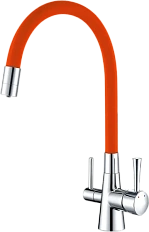 Смеситель для кухни Lemark Ursus хром/оранжевый