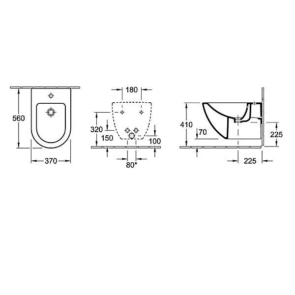 Биде подвесное Villeroy & Boch Subway альпийский белый CeramicPlus 740000R1 (детальная фотография), современные, hi-tech
