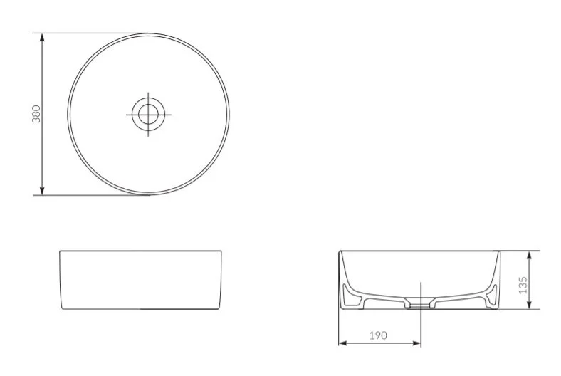 Раковина встраиваемая Cersanit Crea Ring P-UM-CRE38/1-oc-R 38х38 см (детальная фотография), современные, hi-tech
