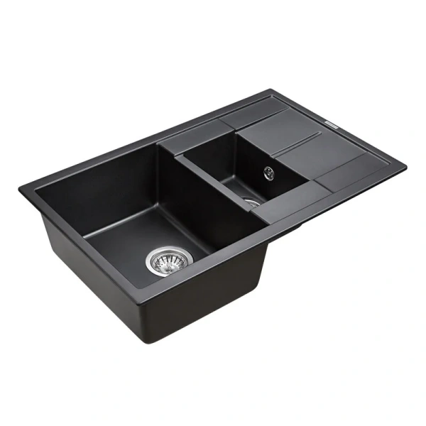 Мойка для кухни Paulmark Feste 77 см черная PM237850-BL (детальная фотография), кварц