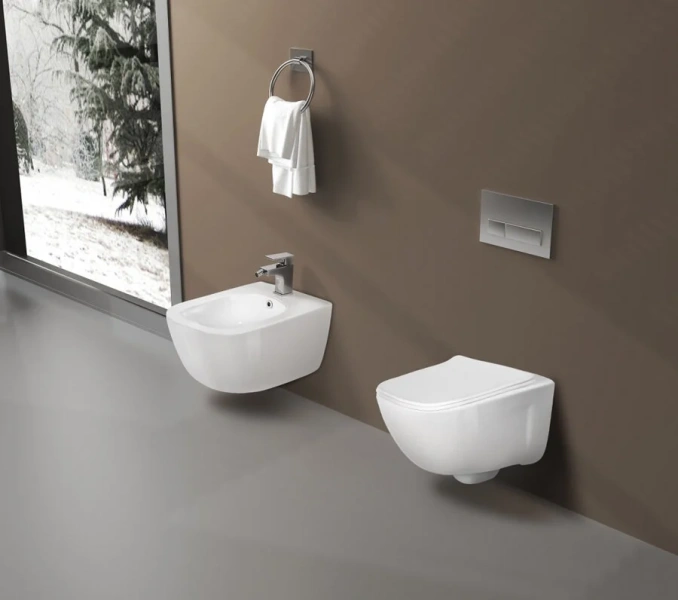 Унитаз подвесной Акватек Дива с функцией биде AQ2012B-00 (детальная фотография), с горизонтальным, прямым выпуском, с прямым выпуском