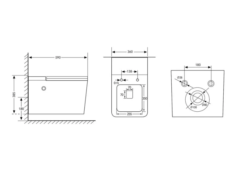 Унитаз подвесной Abber Rechteck белый AC1202P (детальная фотография), современные, hi-tech