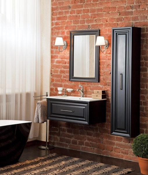 Пенал для ванной, цвет черный матовый, фурнитура состареное серебро, La Beaute Cornelia CCO.REV.LNO.CR (детальная фотография), по запросу