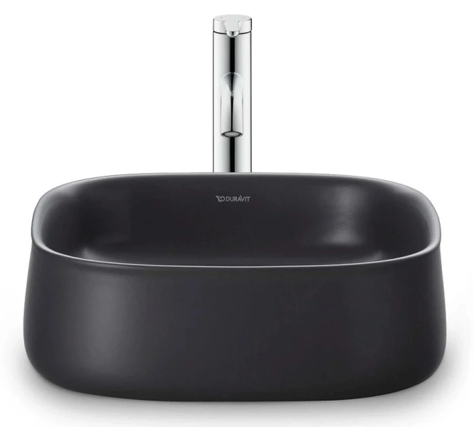 Раковина Duravit Zencha 42 см матовый антрацит 2373421379 (детальная фотография), в форме чаши, квадратная