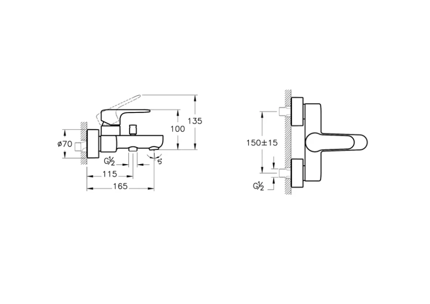 Смеситель для ванны VitrA Root Round хром A42725EXP (детальная фотография), для ванны