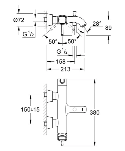 Смеситель для ванны, хром, Grohe Grandera 23317000 (детальная фотография), для ванны