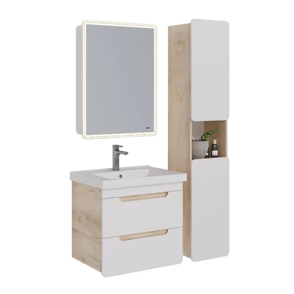 Тумба с раковиной подвесная Lemark Olivia LM08OL65T 65 см 2 ящика (детальная фотография), недорогo, комплект (набор)