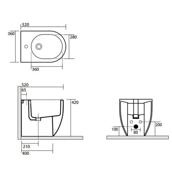Биде напольное Kerasan Flo белое 312001*1 (детальная фотография), современные, hi-tech