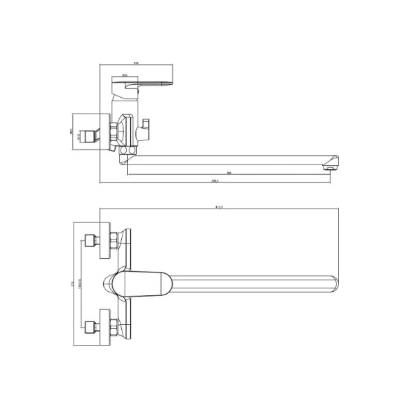 Смеситель для ванны Акватек Ника оружейная сталь AQ1842BGM (детальная фотография), для ванны