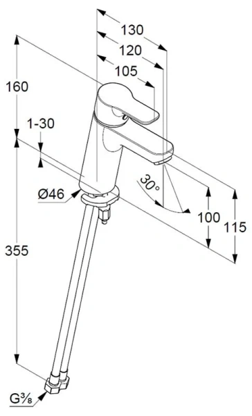 Смеситель для раковины Kludi Pure&Easy белый 372929165 (детальная фотография), для раковины