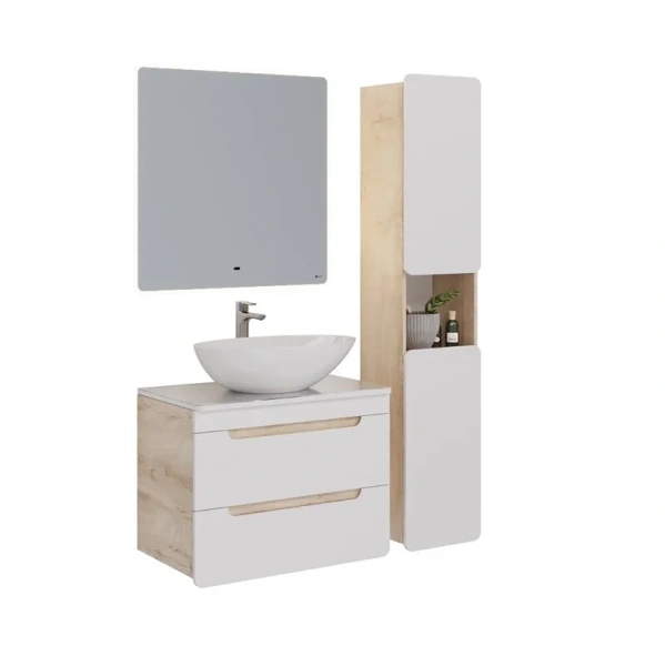 Тумба с раковиной подвесная Lemark Olivia LM08OL80T 80 см 2 выдвижных ящика (детальная фотография), окрашенные, под дерево