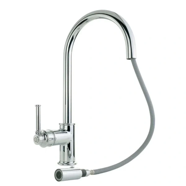 Смеситель для кухни Migliore Ermitage Mini 3152 с выдвижным изливом (детальная фотография), хром, бронза, золото