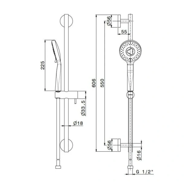 Душевой гарнитур Kerama Marazzi Ole хром 69457KM.21.018 (детальная фотография), душевые гарнитуры