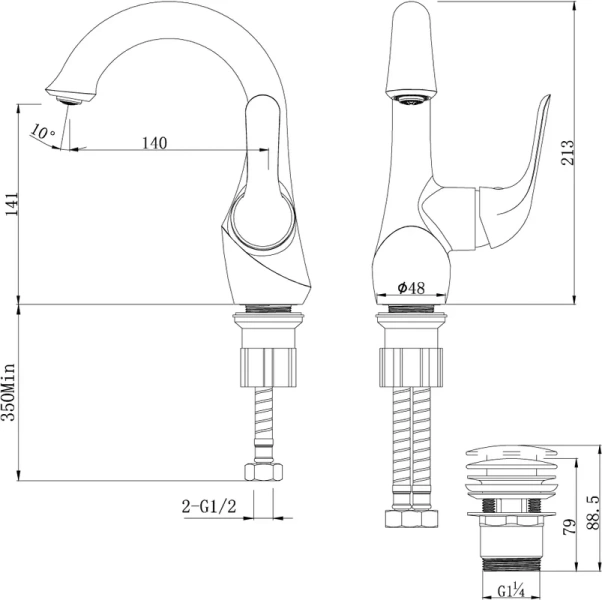 Смеситель для  раковины, черный/золото Lemark Swan LM5406BG (детальная фотография), на раковину