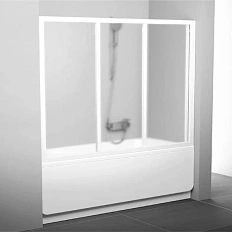 Шторка для ванны, профиль белый, стекло грейп, Ravak AVDP3-160 40VS0102ZG