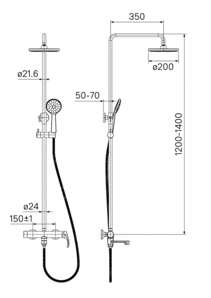 Душевая стойка IDDIS Joker хром JOKSB1Fi06 (детальная фотография), современные, hi-tech