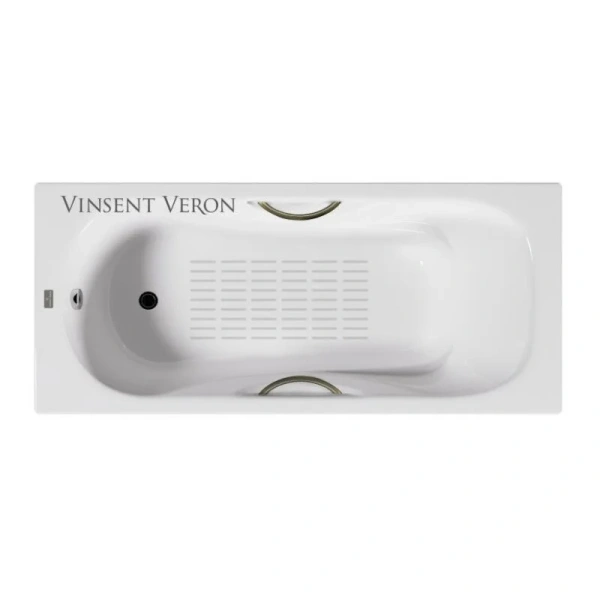 Чугунная ванна Vinsent Veron Aura VAU1707542H/VH0015BR-AS, 170 x 75 см, с антискользящим покрытием, ручки бронза, цвет белый VAU1707542H/VH0015GD-AS (детальная фотография)