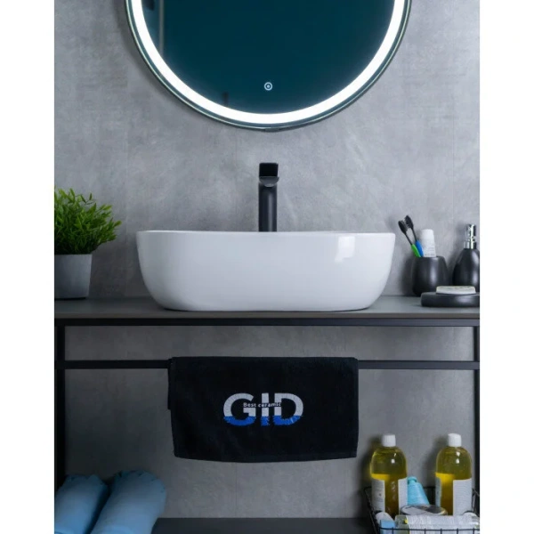 Раковина GID Geometrico D1302 50 см белая 51198 (детальная фотография), в форме чаши, прямоугольной формы