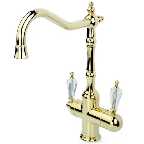 Смеситель для питьевой воды Boheme Kitchen золото ручка Swarovski 112-SW (детальная фотография)