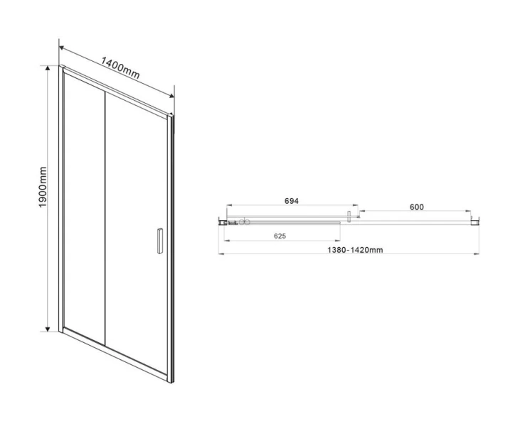 Душевая дверь в нишу Vincea Garda 140 см профиль хром, стекло прозрачное VDS-1G140CL (детальная фотография), 140 см