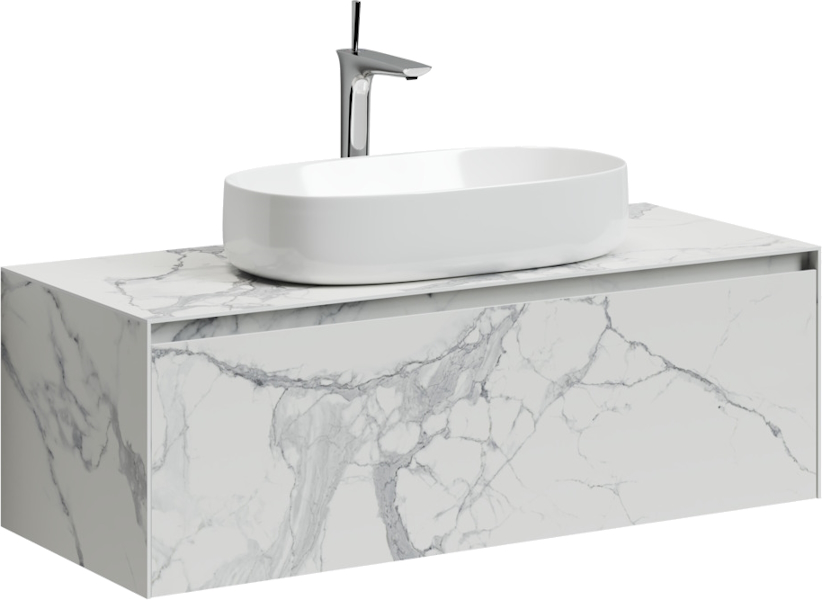 Тумба с раковиной подвесная Sancos Stone ST120 120 см с одним ящиком (детальная фотография), под накладную раковину