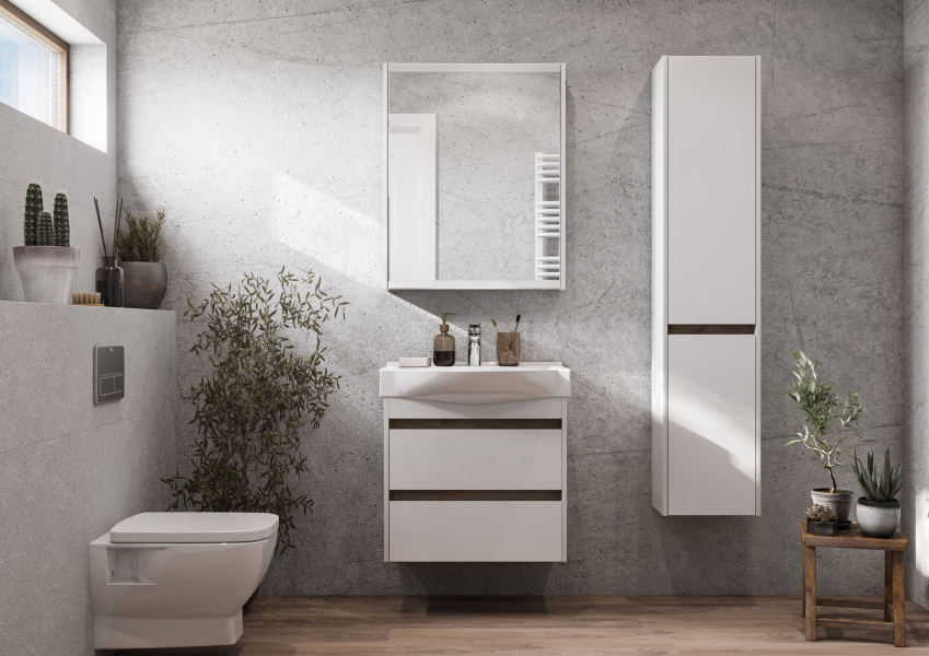 Шкаф-пенал подвесной Акватон Нортон 34 см левый 1A249403NT01L (детальная фотография), современные, hi-tech