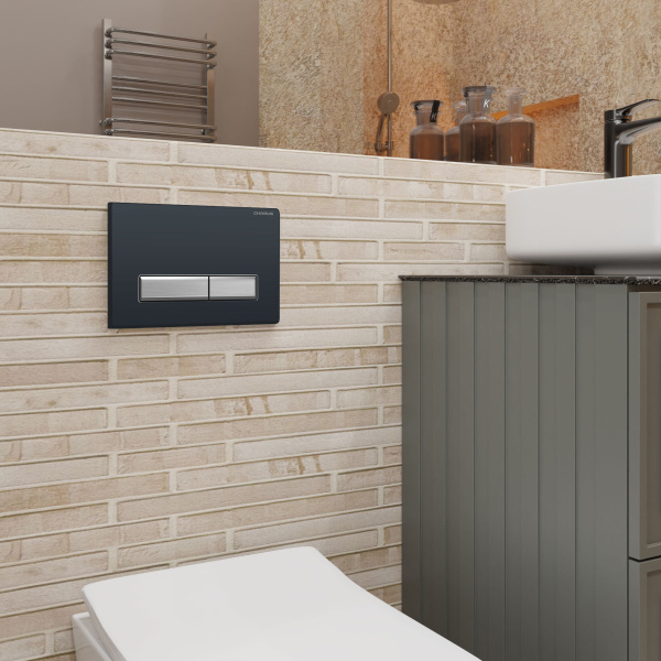 Клавиша смыва Charus Raiden черная матовая/кнопки хром FP.321.BBN.01 (детальная фотография), в наличии