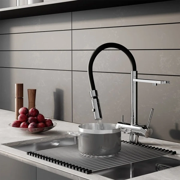 Смеситель для питьевой воды IDDIS Ace с гибким изливом хром ACESBFFi05 (детальная фотография), хром, комбинированные