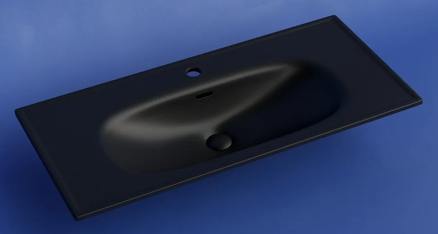 Раковина Ceramica Nova Sabo 100 см черная матовая CN13003MB (детальная фотография), встраиваемые (в столешницу)