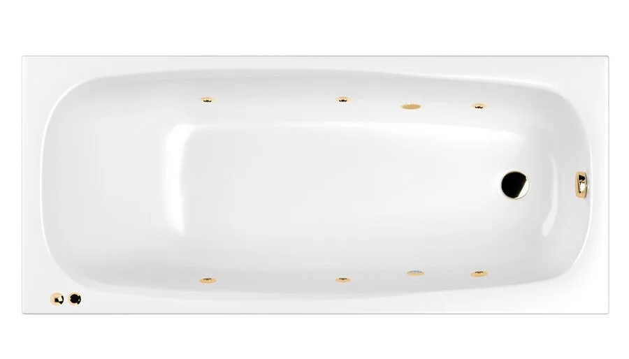 Ванна гидромассажная Whitecross Layla Soft, 180 х 80 см, увеличенная толщина акрила, усиленная армировка, белый/золото, 0102.180080.100.SOFT.GL (детальная фотография)