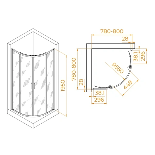 Душевой уголок RGW Passage PA-52B 80х80 см профиль черный - фото 2