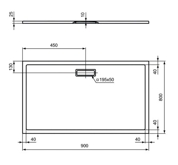 Душевой поддон Ideal Standard Ultraflat New T4481 90x80 см акриловый (детальная фотография), низкие до 15 см