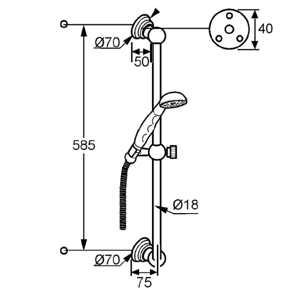 Душевой гарнитур Kludi 1926 27103 латунь (детальная фотография), душевые гарнитуры