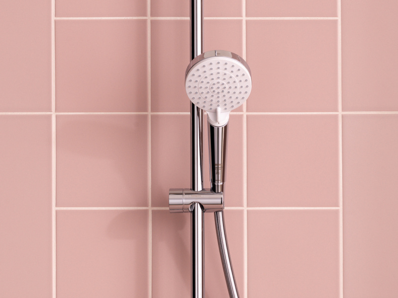 Душевая стойка Hansgrohe Crometta E с однорычажным смесителем 27284000 (детальная фотография), хром