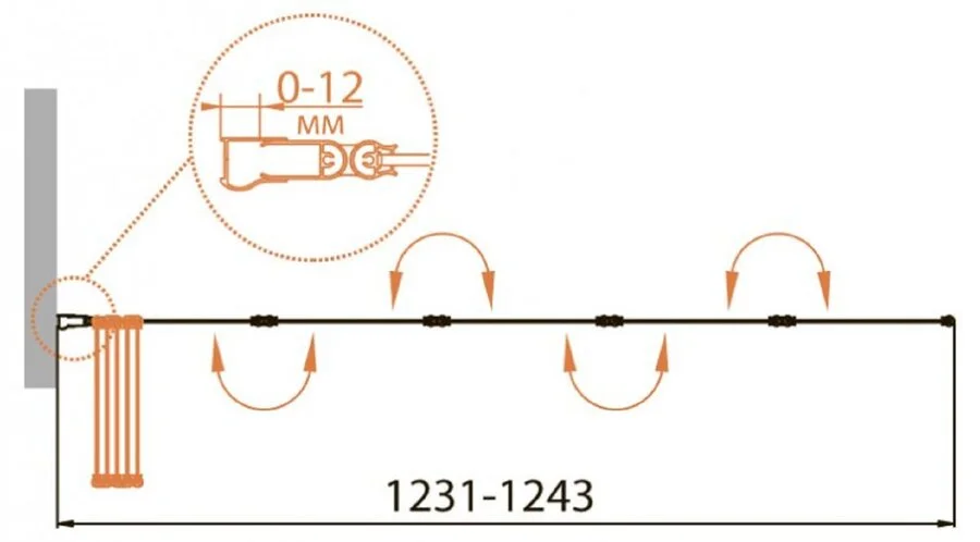 Шторка на ванну Cezares Relax 120х140 см стеко рифленое, правая RELAX-V-5-120/140-P-Bi-R (детальная фотография), недорогие