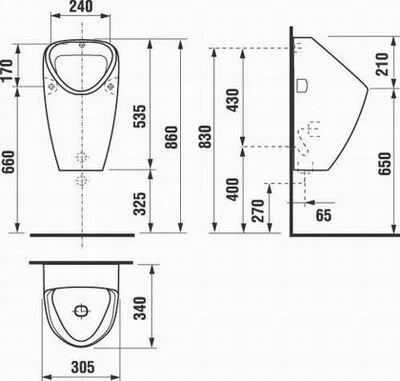 Писсуар, внешний подвод, Jika Golem 8430610000001 (детальная фотография), современные, hi-tech