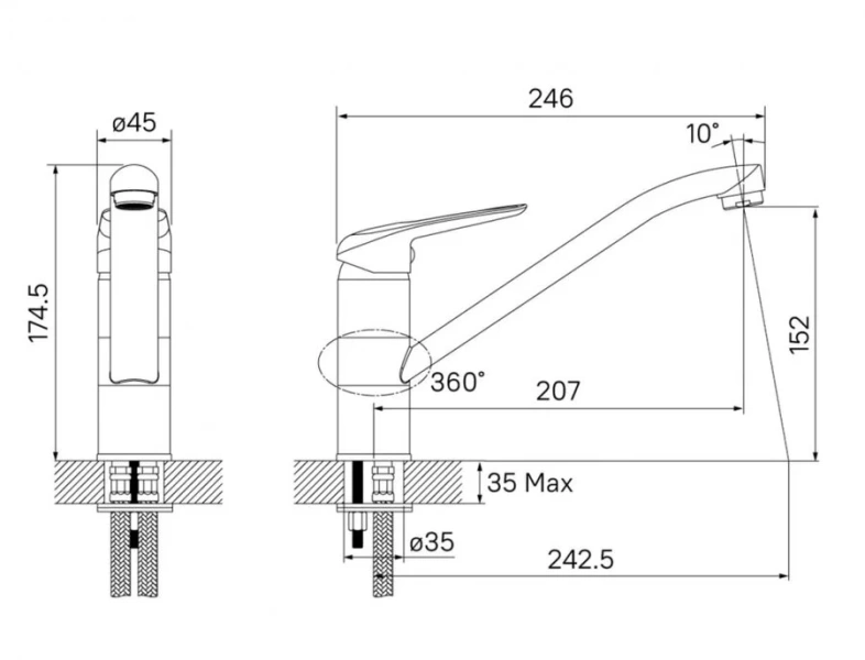 Смеситель для кухни IDDIS Male белый матовый MALWT00i05 (детальная фотография), для кухни
