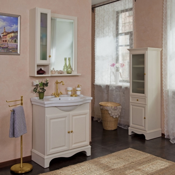 Пенал для ванной, петли слева, цвет слоновая кость матовый, фурнитура золото, La Beaute Michel CMI.Sx.AVO.O.OR (детальная фотография) index_1