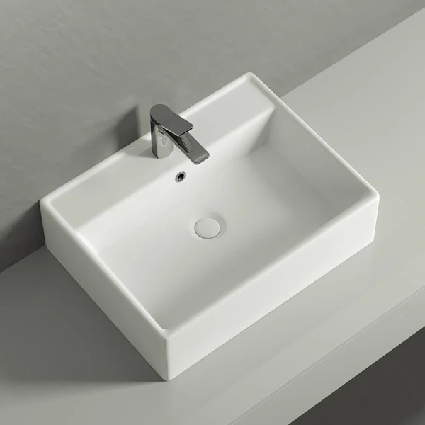 Раковина Ceramica Nova Element 59 см прямоугольная CN6046 (детальная фотография), накладные (на столешницу), пристенные