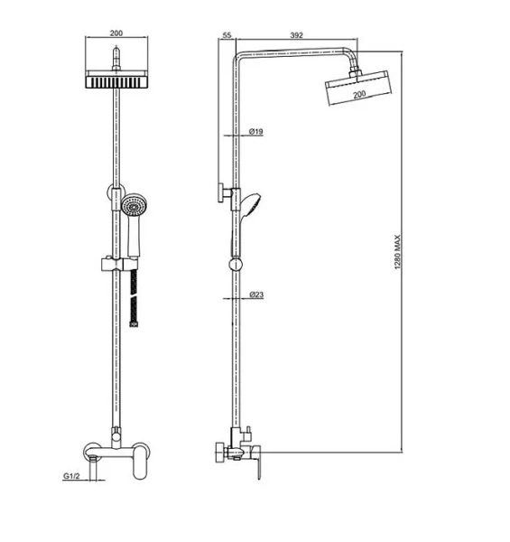 Душевая колонна со смесителем для душа Bravat Opal F9125183CP-A-RUS (детальная фотография), современные, hi-tech