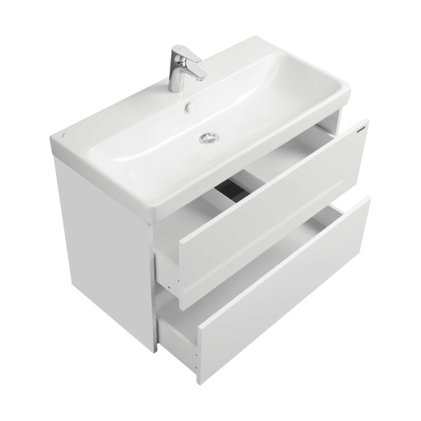 Тумба под раковину подвесная Акватон Сканди 90 см белая матовая/белая глянцевая 1A251901SD010 (детальная фотография), современная, hi-tech