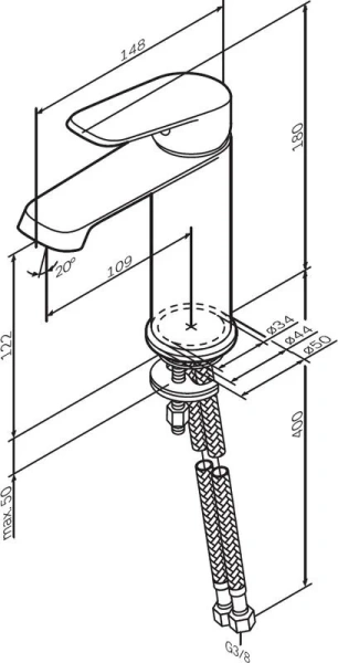 Смеситель для раковины Am.Pm Func F8F021 латунь (детальная фотография), для раковины