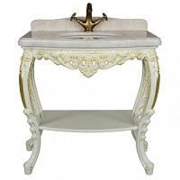 Консоль напольная, цвет белый глянец с золотом, Tessoro Isabella 80