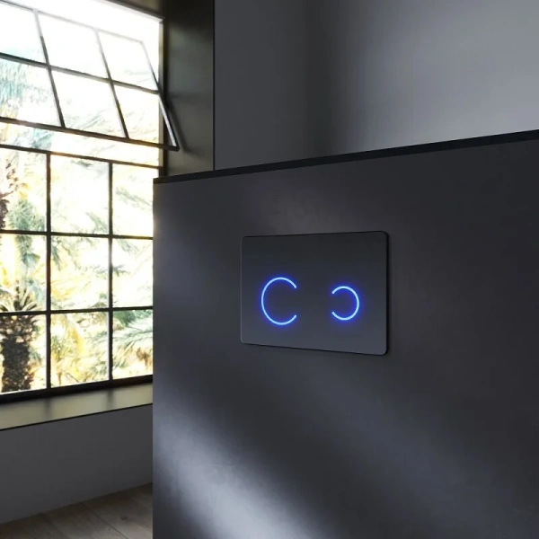 Клавиша смыва Am.Pm Touch Pro черная I0450B38 (детальная фотография), пластиковые, стеклянные