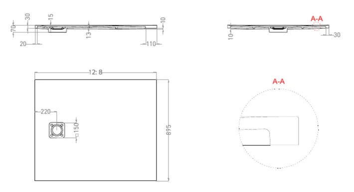 Душевой поддон Salini Oasi 120x90 см S-Stone матовый 120322M (детальная фотография), низкие до 15 см