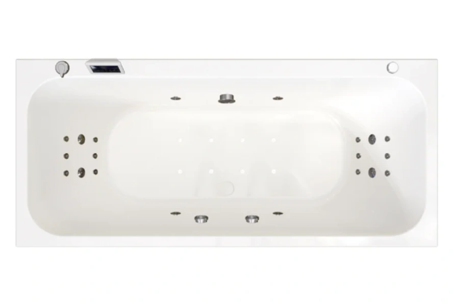 Гидромассажная ванна Радомир Прованс 1-83-2-0-0-185, 180 x 80 см, рама-подставка, фронтальный экран, слив-перелив автомат, гидромассаж Люкс хром КУ 500, белая (детальная фотография), 180х80