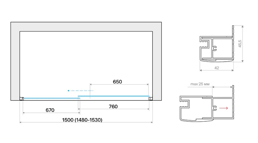 Душевая шторка на ванную профиль черный матовый стекло фея Vegas-glass ZV NOVO 150 02М R03 (детальная фотография), недорогие